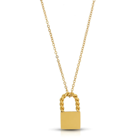 LATCH | 18K Gold Stainless Steel Rope Twist Lock  Pendant Necklace