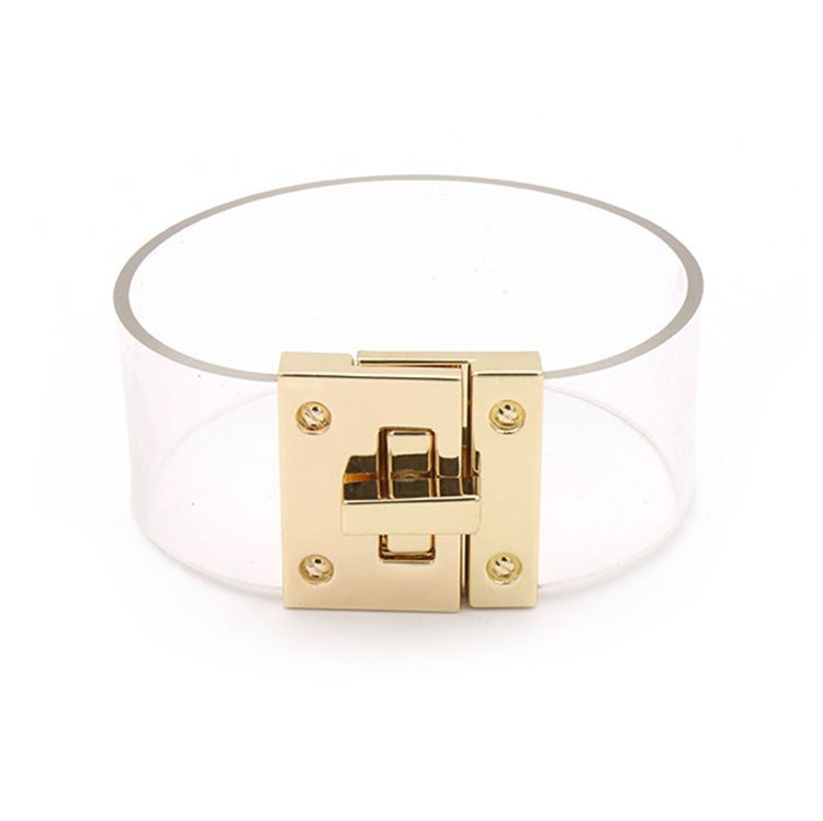 BAGGAGE BARE | 18K Gold Stainless Steel 3CM Transparent Vinyl Wrap Buckle Bracelet