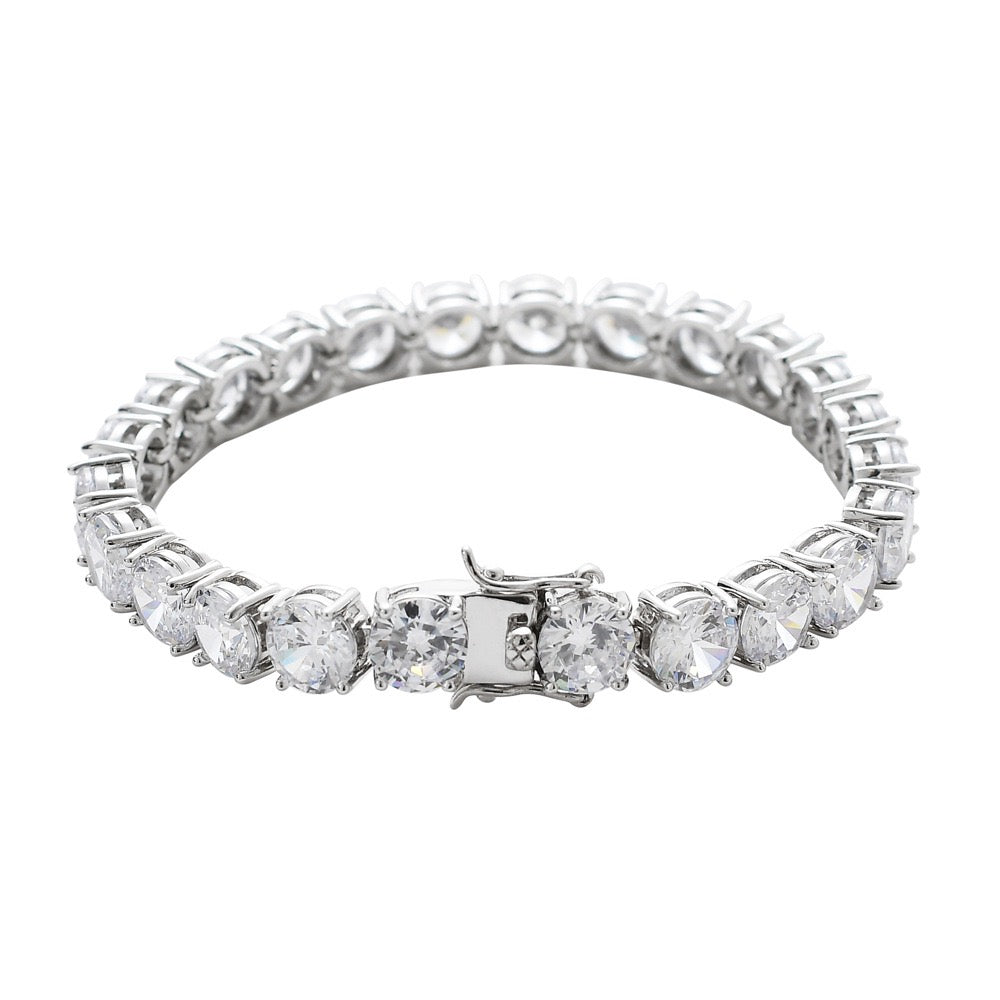 CHERISH | Silver Brass 8MM Chunky White Diamond Tennis Bracelet