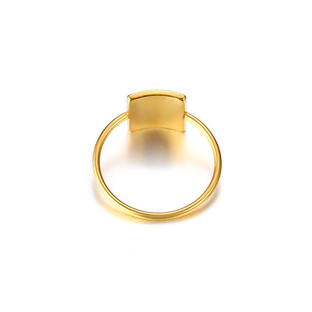 SALE: SHIELDED | 14K Gold Stainless Steel Semi-Matte Dainty Square Ring