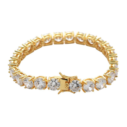 CHERISH | 18K Gold Brass 8MM Chunky White Diamond Tennis Bracelet