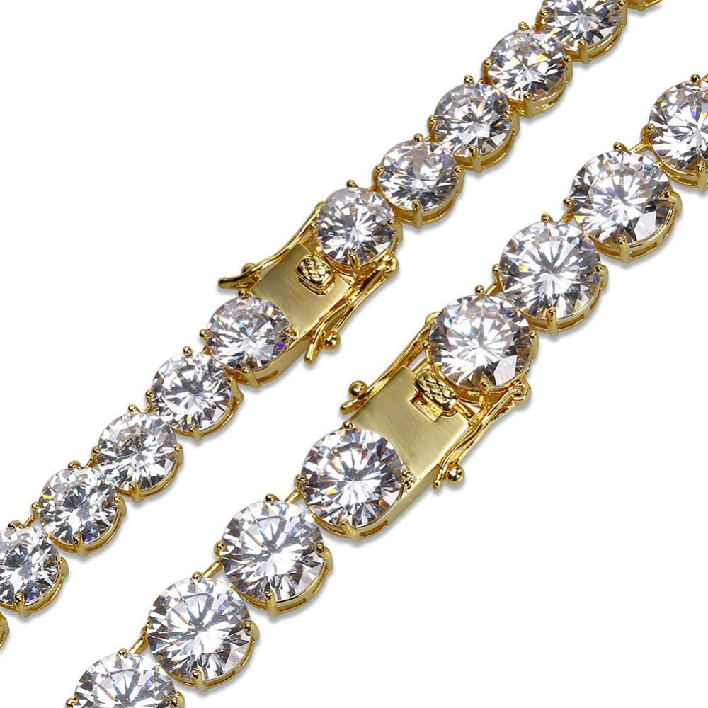 CHERISH | 18K Gold Brass 8MM Chunky White Diamond Tennis Bracelet