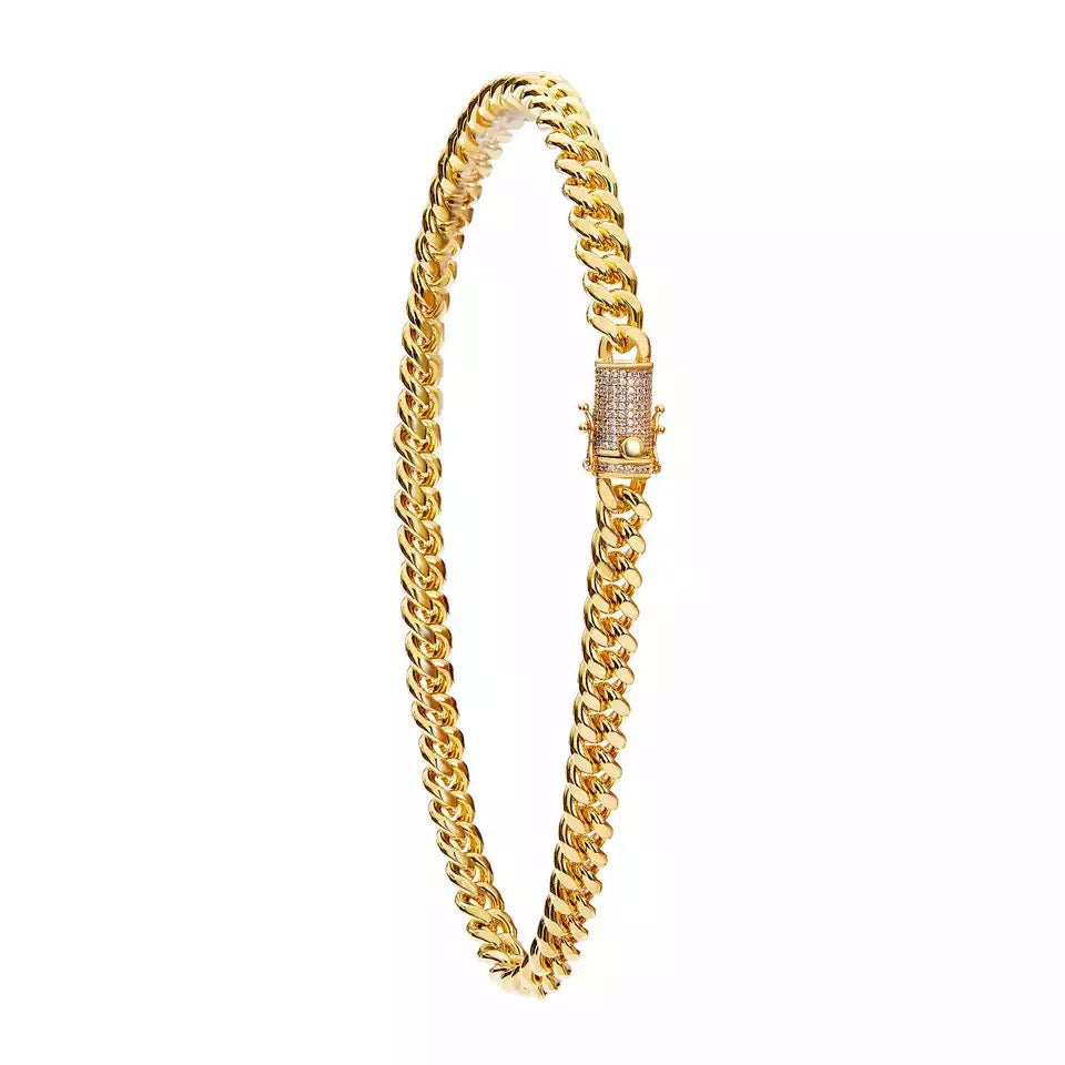 SALE: SYMPHONY | 18K Gold Stainless Steel 10MM Curb Link Pave Necklace