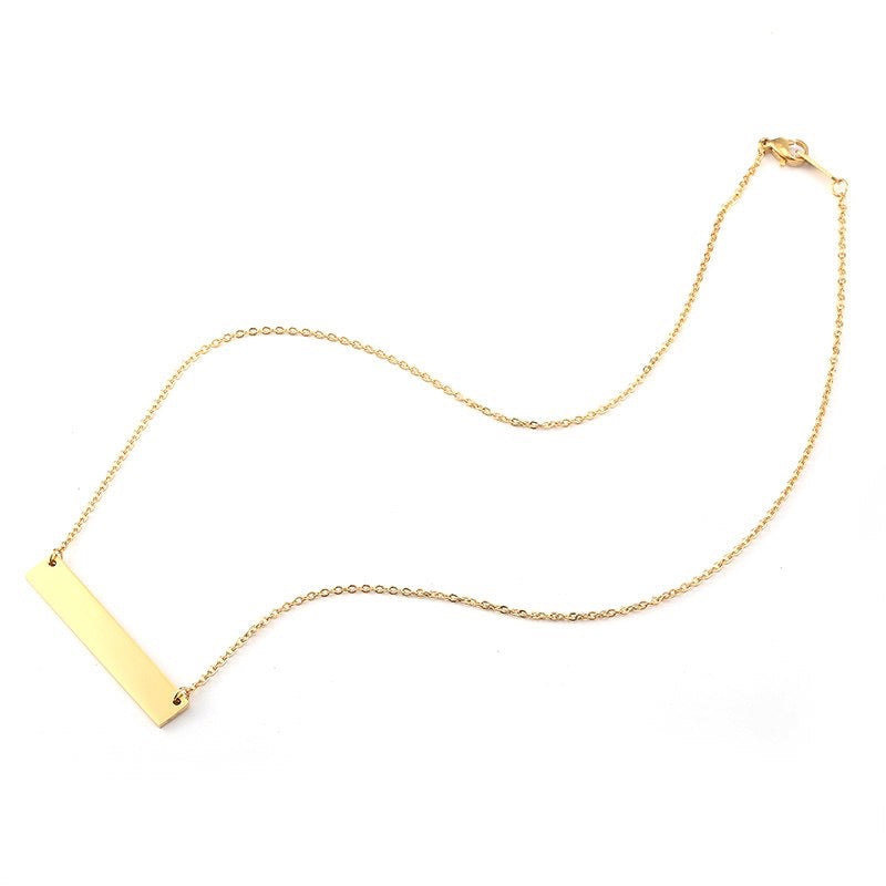 LABELED | 14K Gold 30MM Horizontal Blank ID BAR Necklace