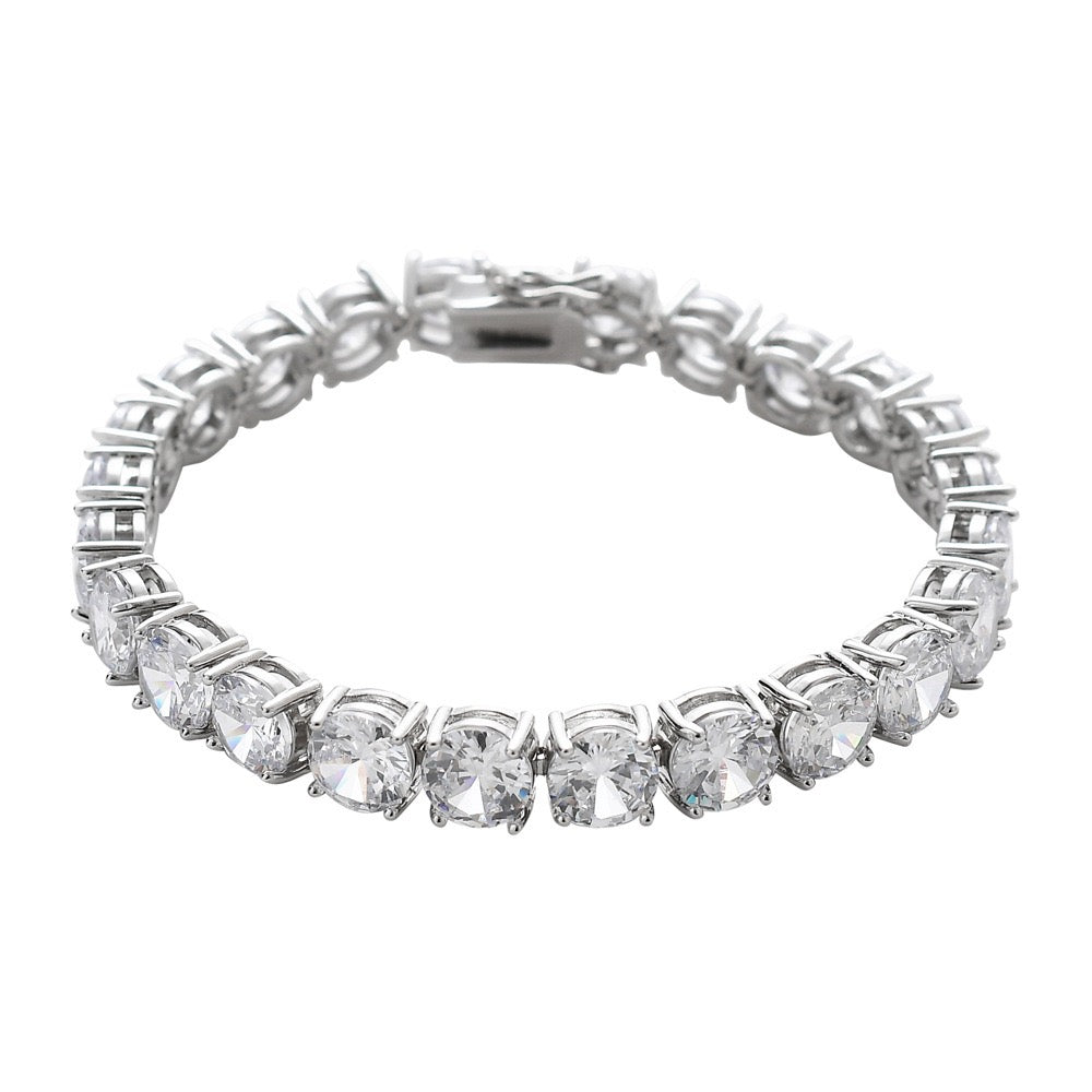 CHERISH | Silver Brass 8MM Chunky White Diamond Tennis Bracelet