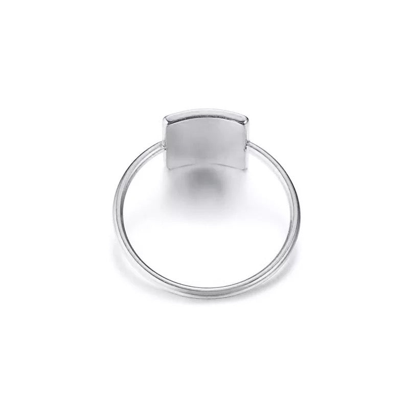 SALE: SHIELDED | Sliver Stainless Steel Semi-Matte Dainty Square Ring