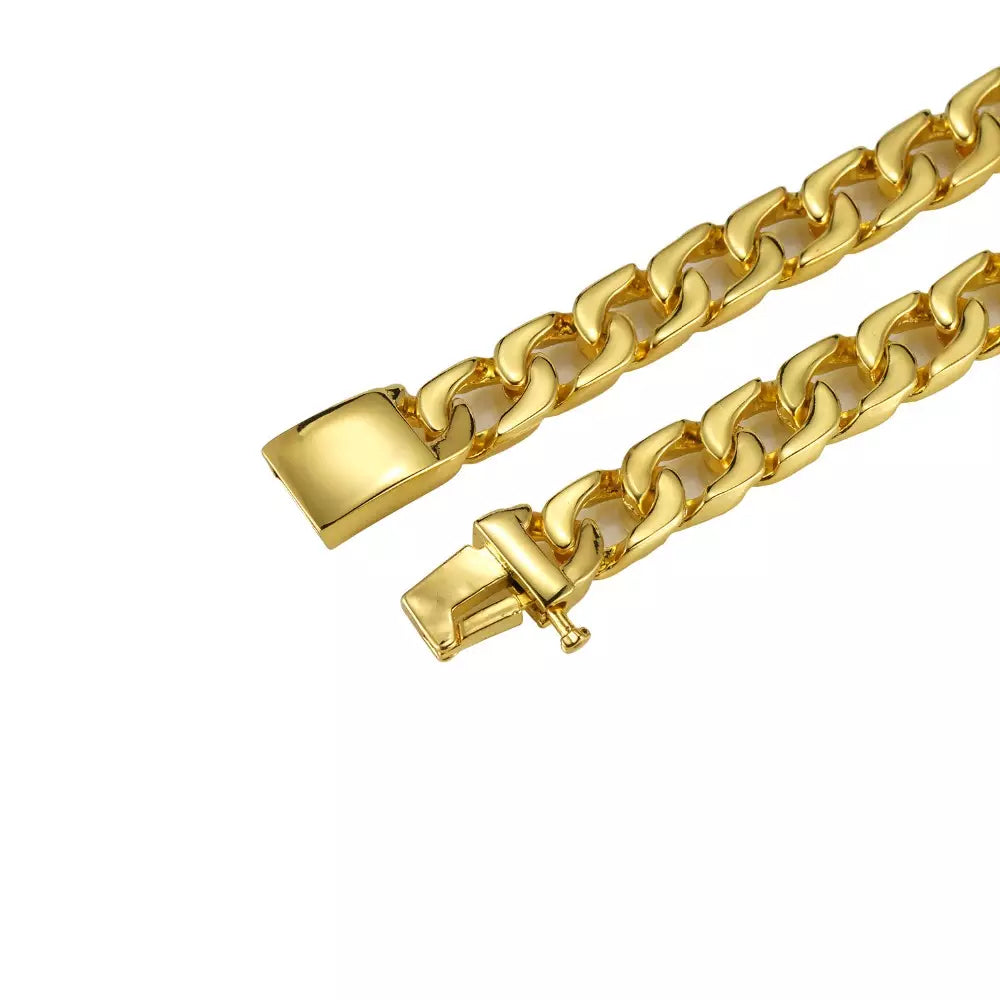 SAINT | 18K Gold Stainless Steel 13MM Chunky Curb Cuban Link Chain Bracelet