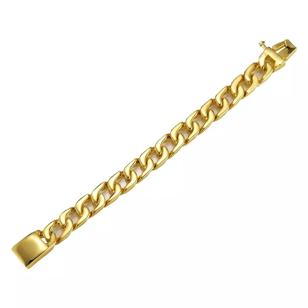 SAINT | 18K Gold Stainless Steel 13MM Chunky Curb Cuban Link Chain Bracelet