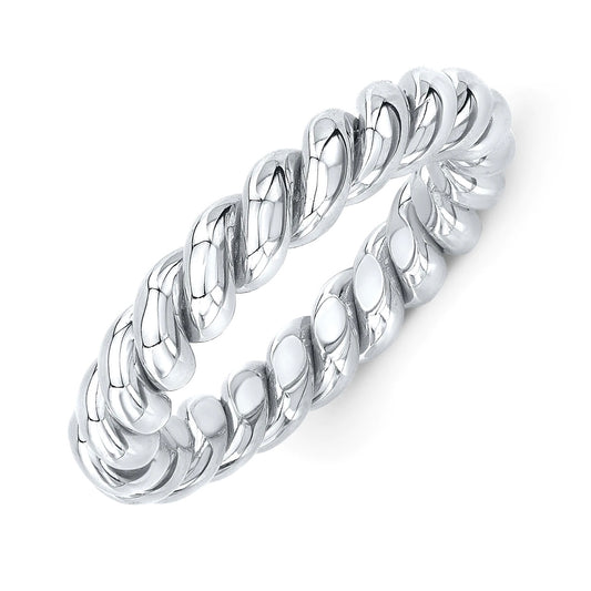 CASTAWAY | Silver Stainless Steel 3MM Thick Rope Twist Ring
