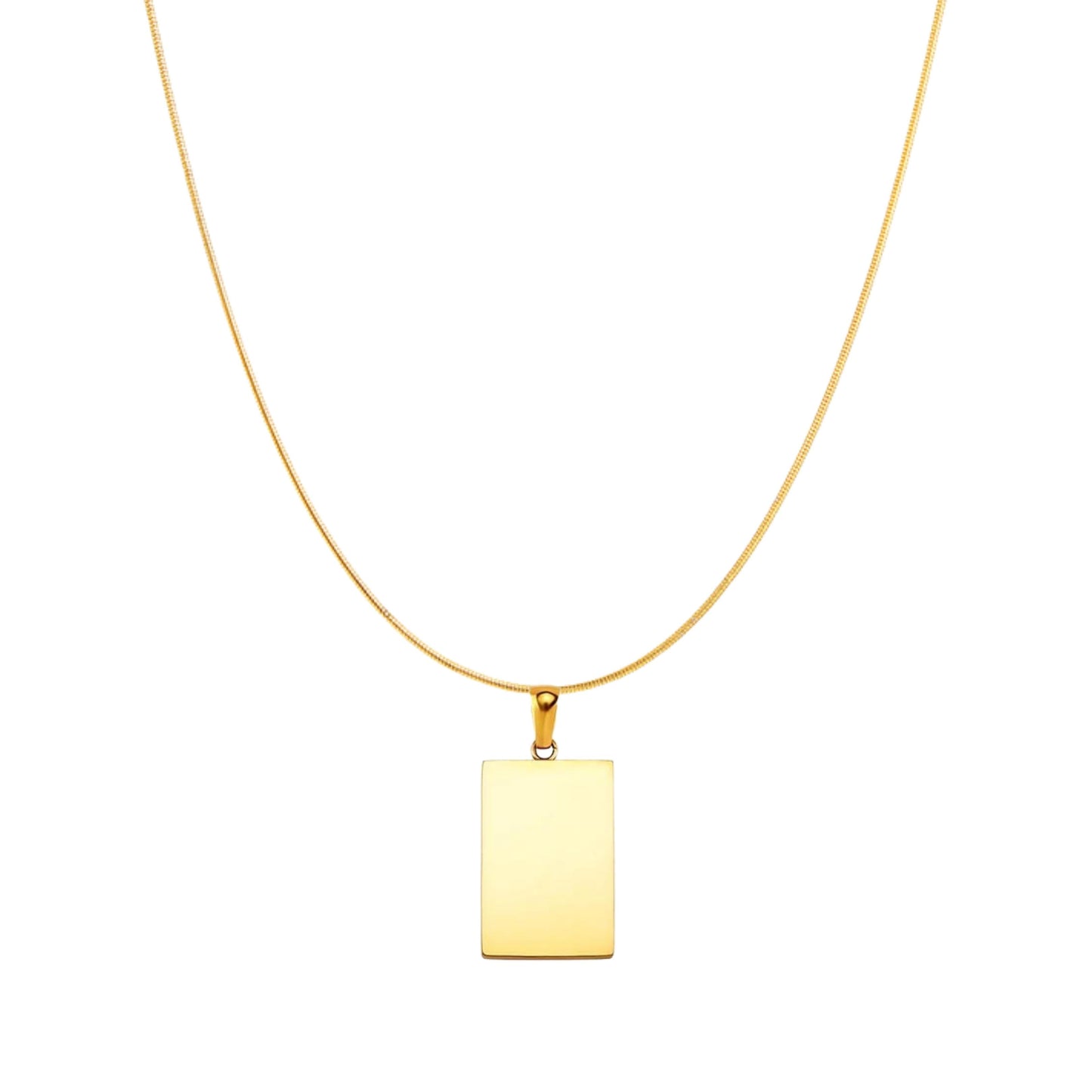 MADAME la PEARLA | 18K Gold Lined Mother of Pearl Shell Reversible Polished Gold Rectangle Medallion Pendant Necklace