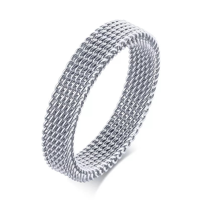 SALE: MESH | Coastal Collection Silver Stainless Steel Stainless Steel 4MM Flexible Mesh Ring