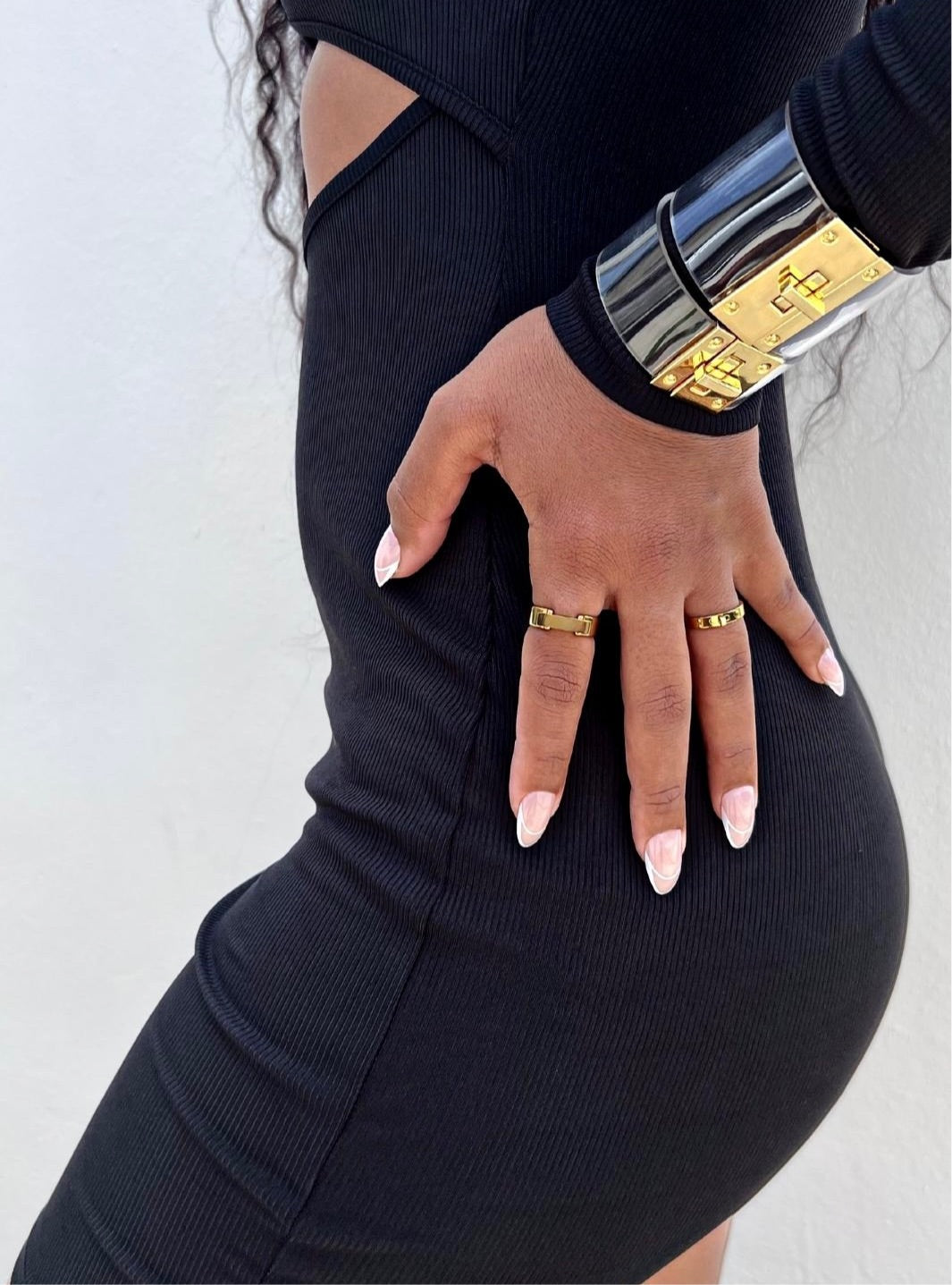 BAGGAGE BARE | 18K Gold Stainless Steel 3CM Transparent Vinyl Wrap Buckle Bracelet