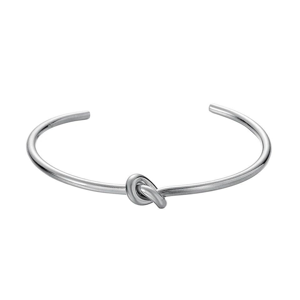 SALE: KNOTTY THIN | Silver Stainless Steel 4MM Skinny Knot Cuff Bracelet