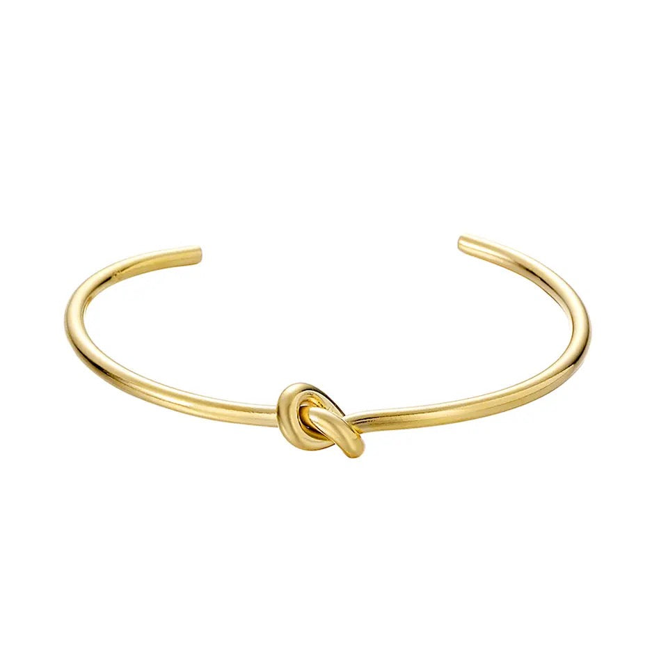 SALE: KNOTTY THIN | 18K Gold Stainless Steel 4MM Skinny Knot Cuff Bracelet