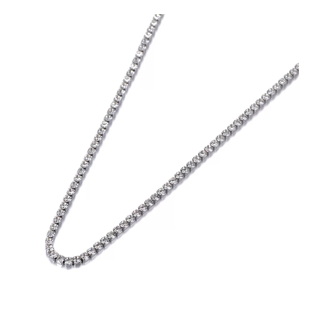 CHERISH MICRO | Silver Thin 2MM Tennis Necklace