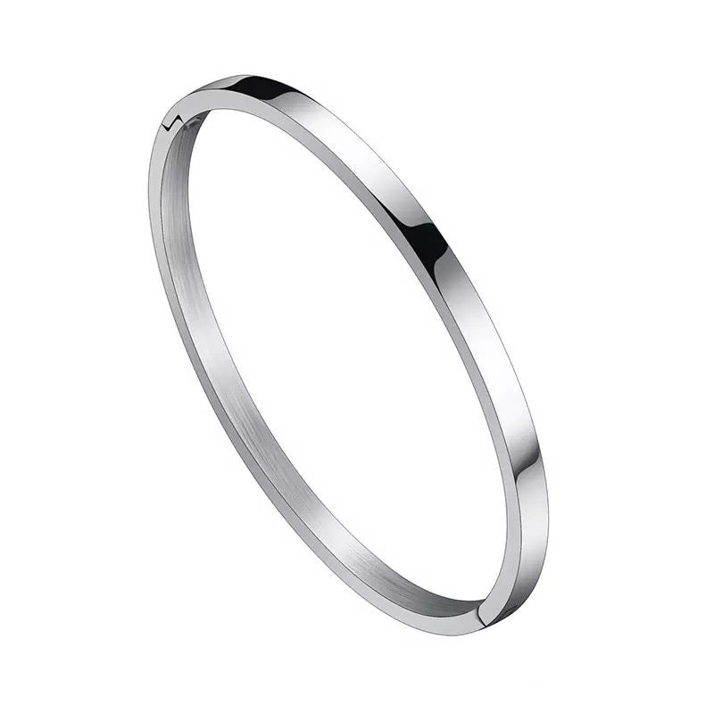 SALE: SMOOTH 4MM MINI | Silver Stainless Steel Essential Sleek Stacker Bangle Bracelet