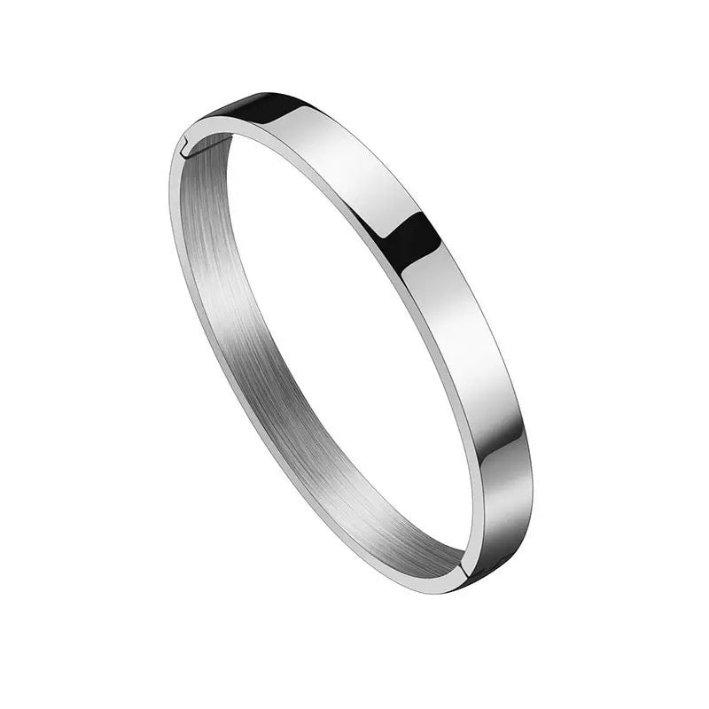 SATIN MAXI | PLUS+ Size Silver Stainless Steel 8MM Sleek Essential Smooth Oval Stacker Bangle Bracelet