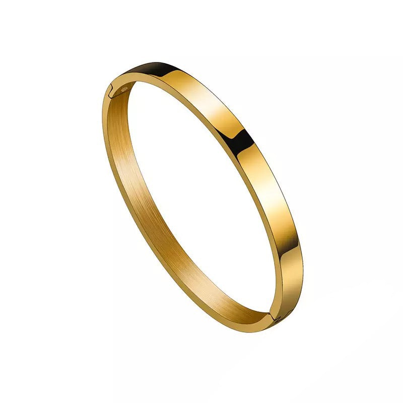 SALE: SMOOTH 6MM MIDI | 14K Gold Stainless Steel Essential Smooth Stacker Bangle Bracelet