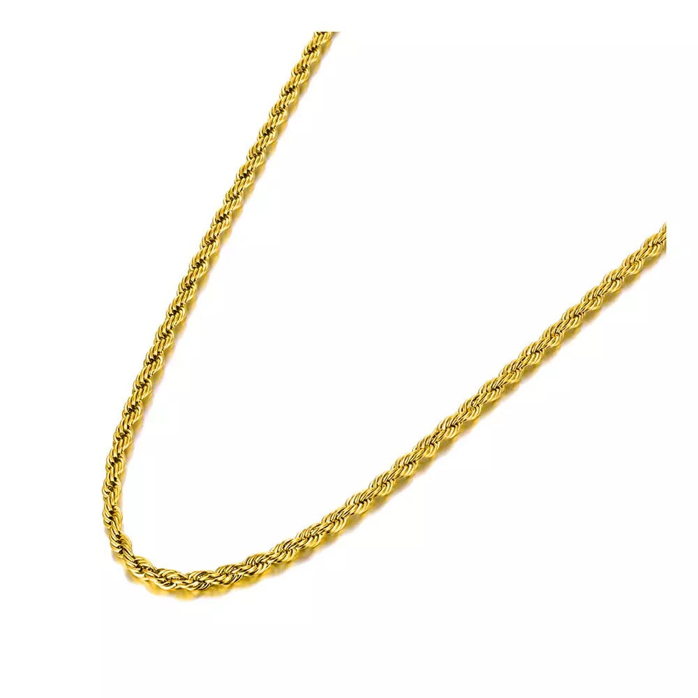 CASTAWAY | 18K Gold 2MM Skinniest Rope Twist Chain Necklace