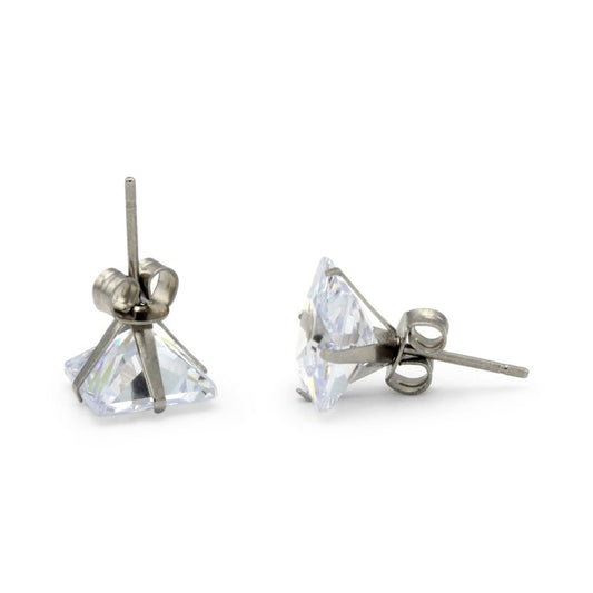 PRINCESS | Silver 6MM Square Cubic Zirconia Diamond Earrings