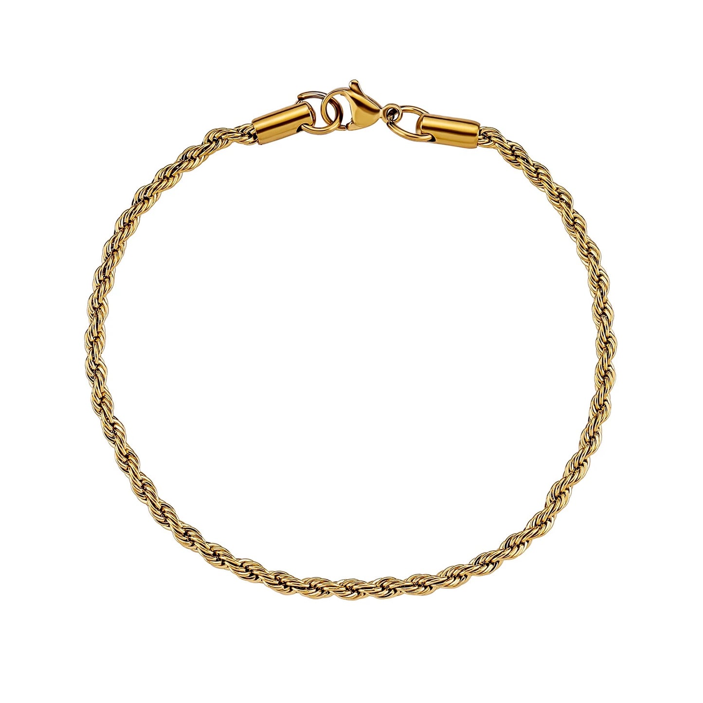 CASTAWAY | 18K Gold Stainless Steel 2MM Thin Rope Twist Chain Link Bracelet
