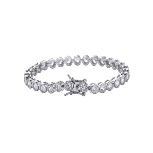 EMPRESS | Silver Brass 6MM White Diamond Bezel Tennis Bracelet