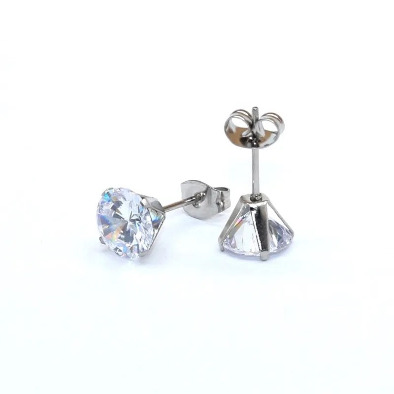 CHERISH | Silver 6MM Round Cubic Zirconia Diamond Earrings