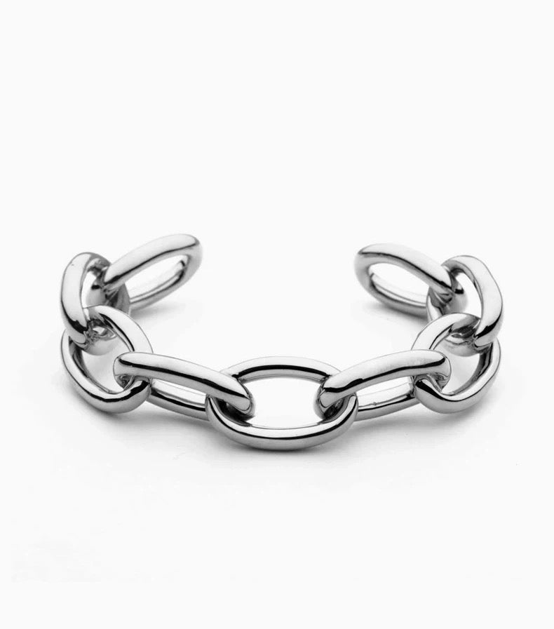 ANCHOR | Silver Oversized Chain Link Cuff Bracelet