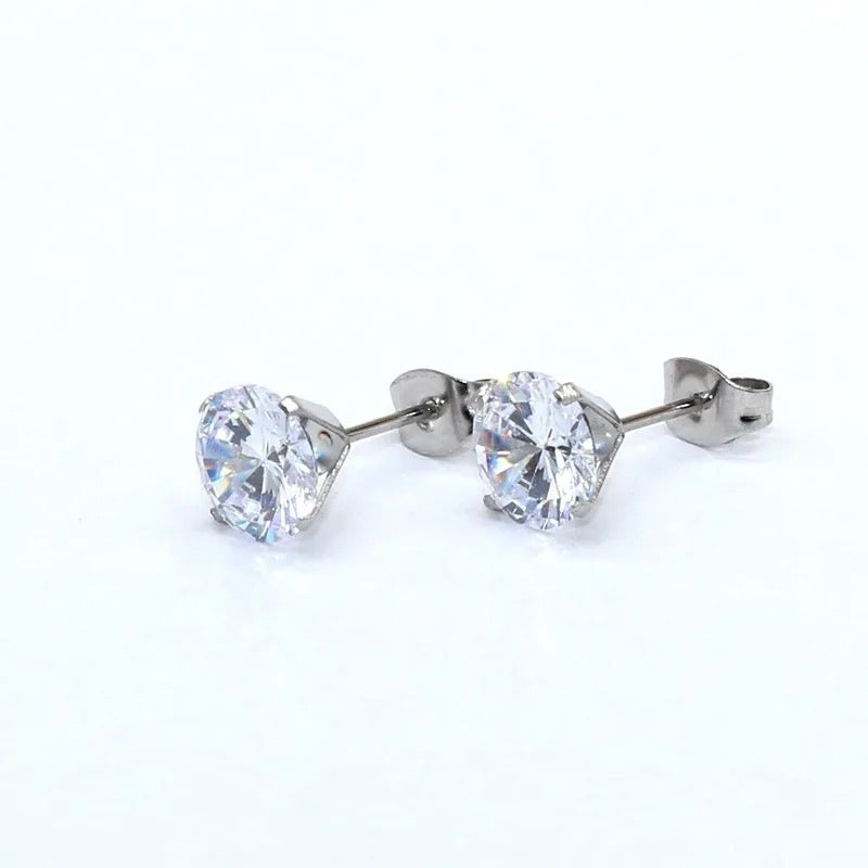 CHERISH | Silver 6MM Round Cubic Zirconia Diamond Earrings