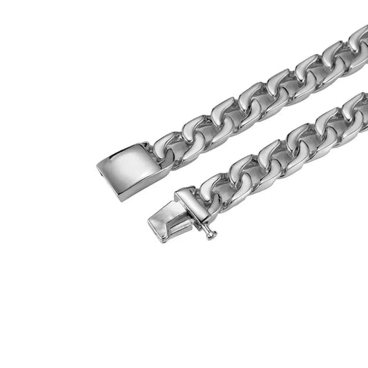 SAINT | Silver Stainless Steel 13MM Chunky Curb Cuban Link Chain Necklace