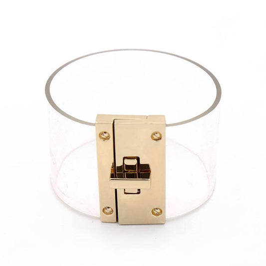 LUGGAGE NAKED |18K Gold Stainless Steel 4CM Transparent Vinyl Wrap Buckle Bracelet