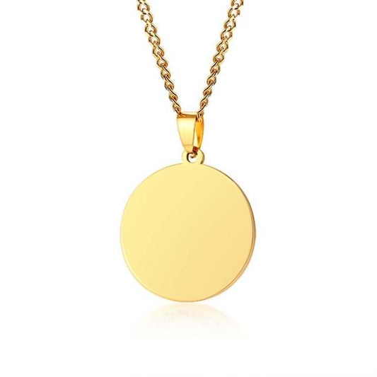 ﻿HOMME MIDI | 14K Gold 25MM Coin Medallion Pendant Necklace