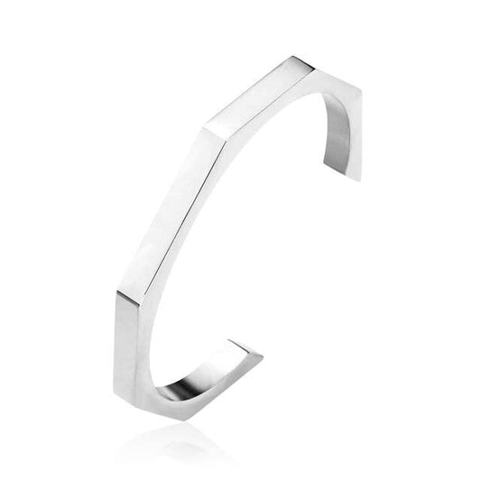 MONET | Silver Stainless Steel 7MM Thick Hexagon Cuff Bracelet