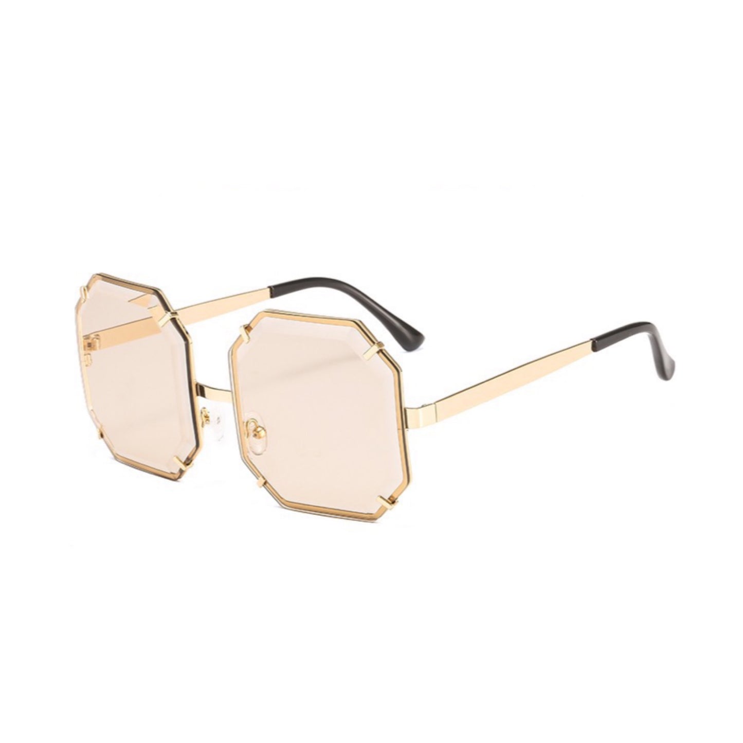 Nude Diamond Detail Rectangular Frame Sunglasses