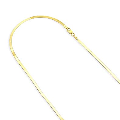 BARE MINI | 18K Gold Slim 2MM Flat Herringbone Necklace