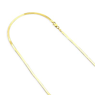 BARE MINI | 18K Gold Slim 2MM Flat Herringbone Necklace