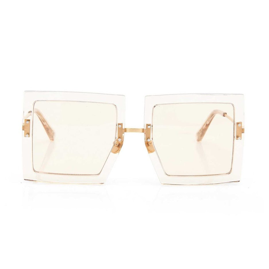 HUCCI | Square Transparent Nude Brown Tea Neutral Sunglasses