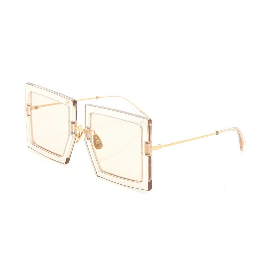 HUCCI | Square Transparent Nude Brown Tea Neutral Sunglasses