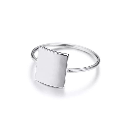 SHIELDED  | Sliver Stainless Steel Semi-Matte Dainty Square Ring