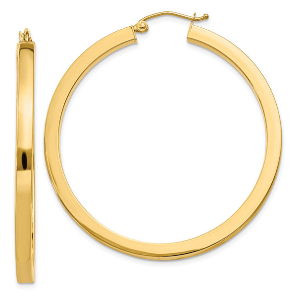 BALI | 14K Gold Stainless Steel Squared Tube Round Hoop Earrings