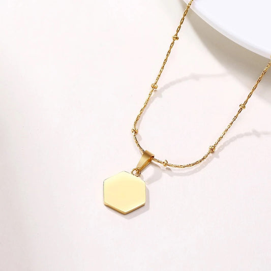 MONET LA PEARLA | 14K Gold 15MM Pearl Hexagon Pendant Necklace