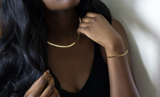 BARE MIDI 4MM | 18K Gold Stainless Steel Flat 4MM Herringbone Necklace