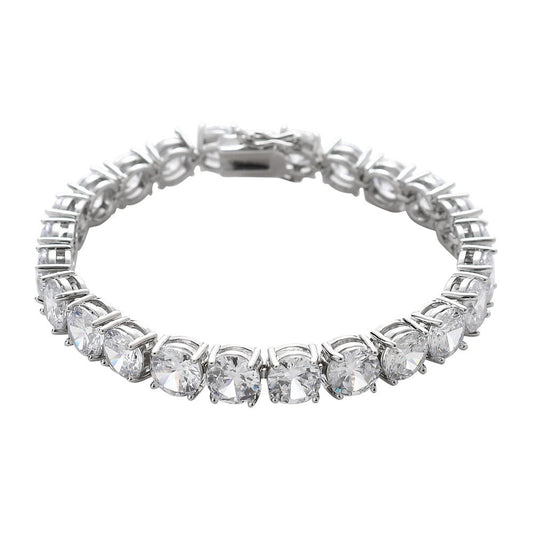 CHERISH | Silver Brass 8MM Chunky White Diamond Tennis Bracelet