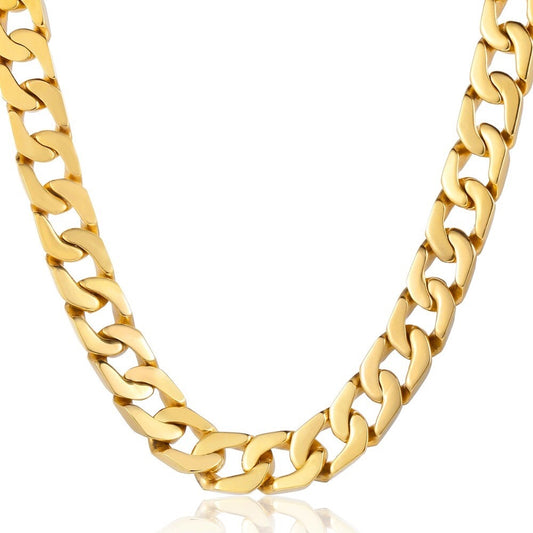 SAINT | 18K Gold Stainless Steel 13MM Chunky Curb Cuban Link Chain Necklace