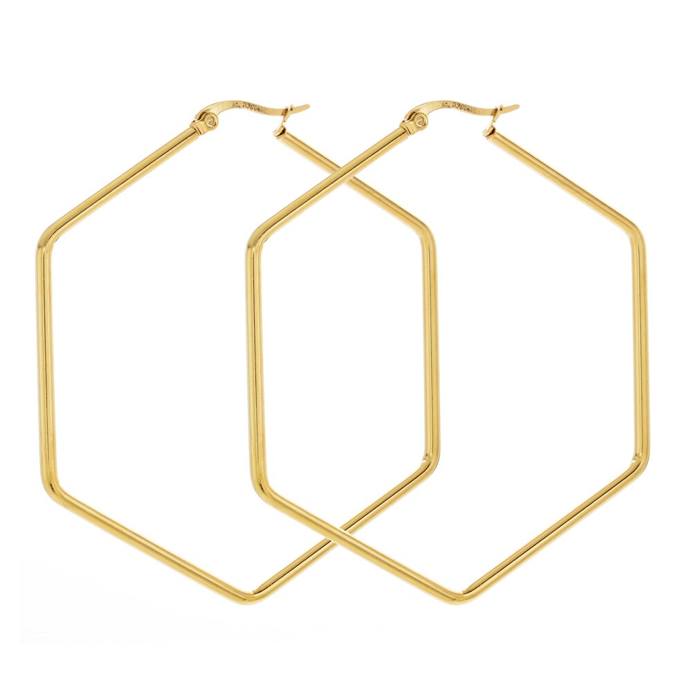 MONET | 18K Gold Stainless Steel 2MM Thin Hexagon Hoop Earrings
