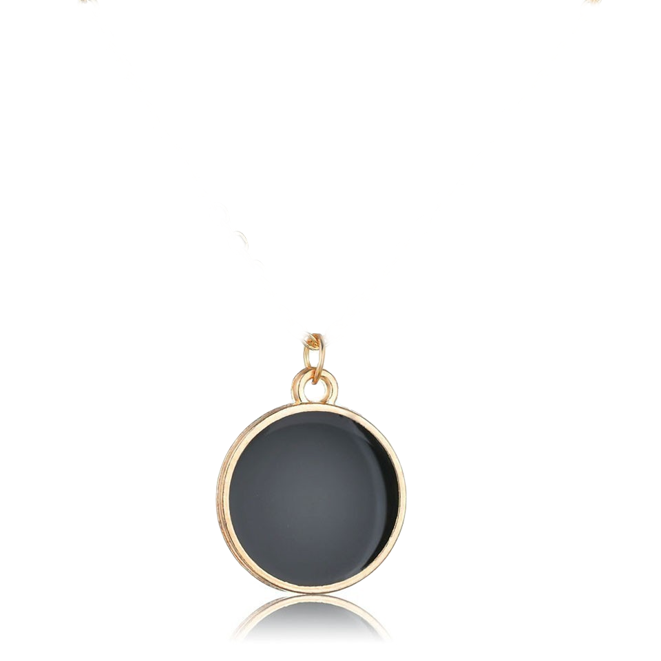 HOMME NOIRE MAXI | 18K Gold Lined Oversized Black Lacquer Medallion Pendant Necklace