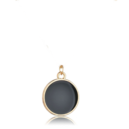 HOMME NOIRE MAXI | 18K Gold Lined Oversized Black Lacquer Medallion Pendant Necklace