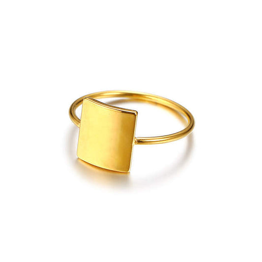 SHIELDED  | 14K Gold Stainless Steel Semi-Matte Dainty Square Ring