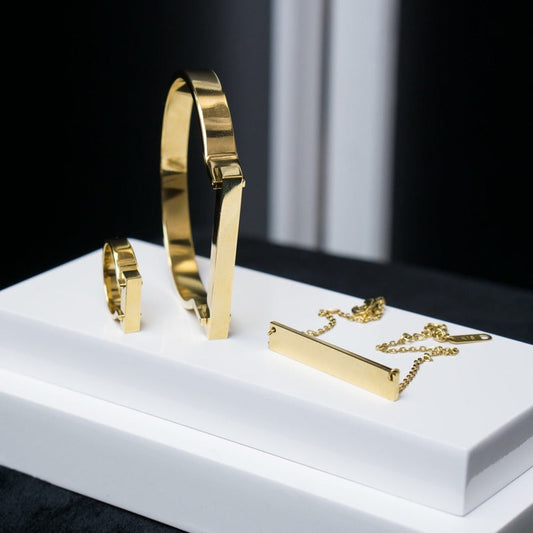 SLAB | Silver Stainless Steel 6MM Interlock 3D Architecture Stackable BAR Bracelet Ring