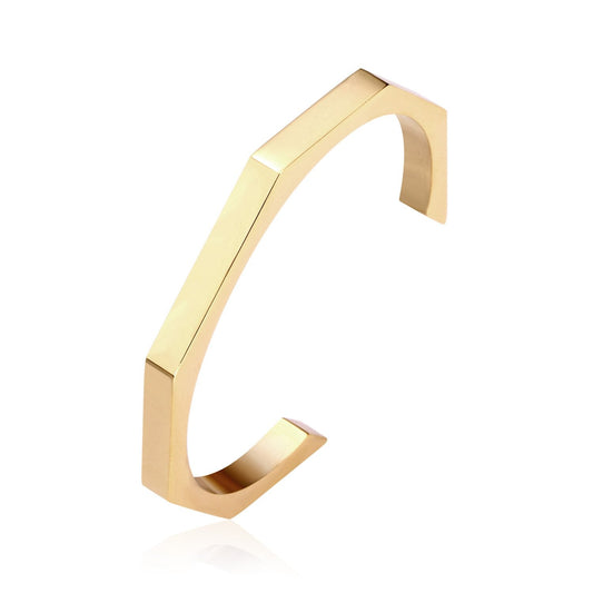 MONET | 14K Gold Stainless Steel 7MM Thick Hexagon Cuff Bracelet